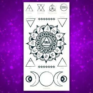 Temporary Tattoos Magical Mystic Horoscope Astrology Wiccan Goddess Moon Tarot